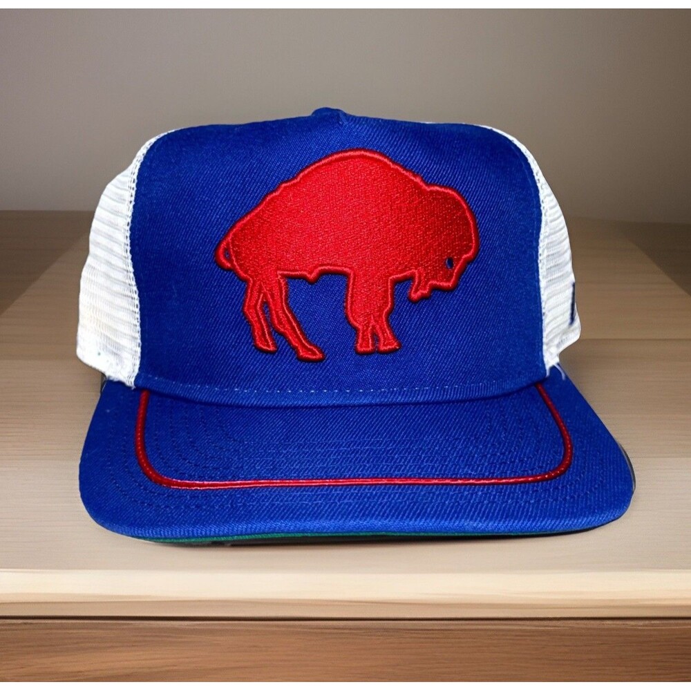 New Era Buffalo Bills NFL Cap Men's Blue White Adjustable Logo Trucker Hat OSFM